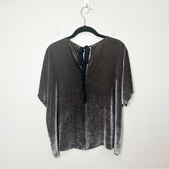Madewell Velvet Tie Back Top Charcoal Gray - Picture 4 of 8